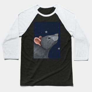 Grey Rat Star Gazing Baseball T-Shirt